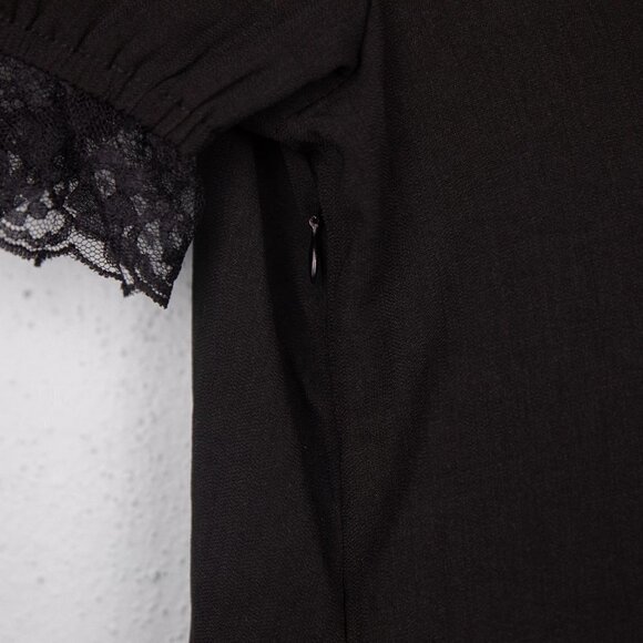 Scarlet Darkness black lace trim drawstring black dress-L - Picture 5 of 8